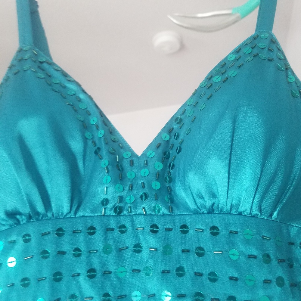 Electric Teal sequined forever 21 party mini dress